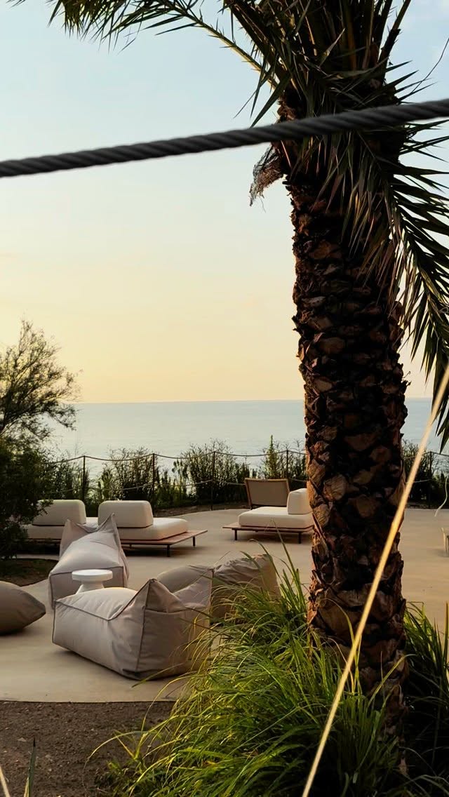 A clifftop terrace on the Riviera at dusk